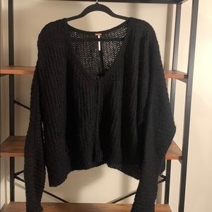 Free People Black Knit Sweater Size M